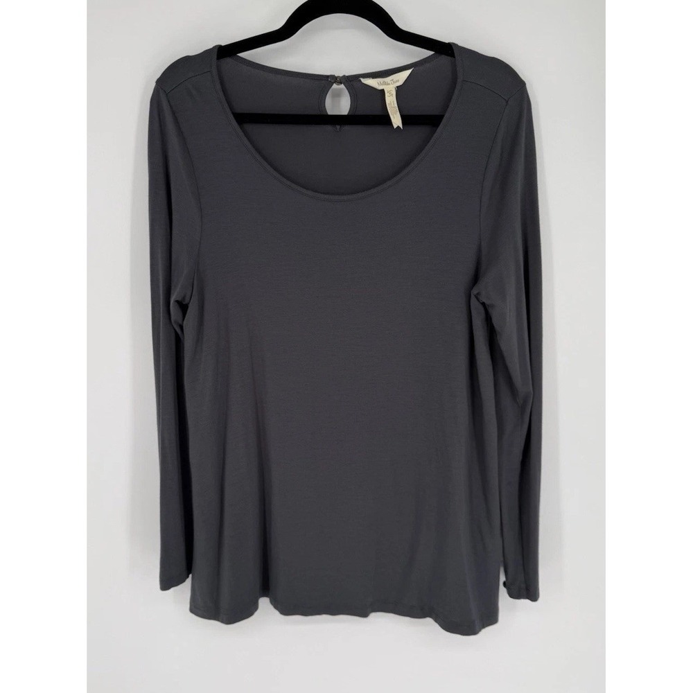 Matilda Jane Shirt Women Medium Gray Long Sleeve Soft Minimalist Capsule Neutral
